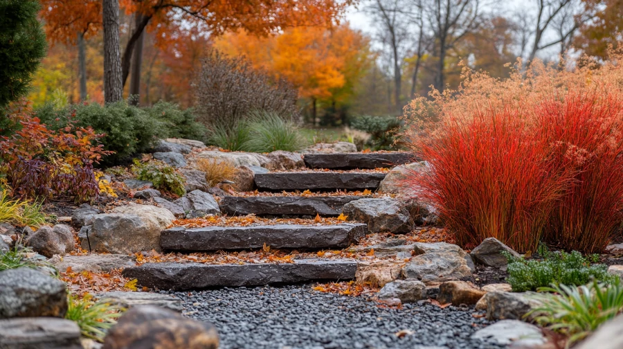 Gartentreppen im Herbst